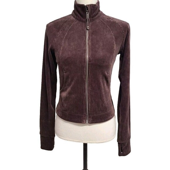 Lululemon Scuba Track Jacket Velvet Cord ESPR Brown Women's Size 4 NWT - Picture 2 of 12